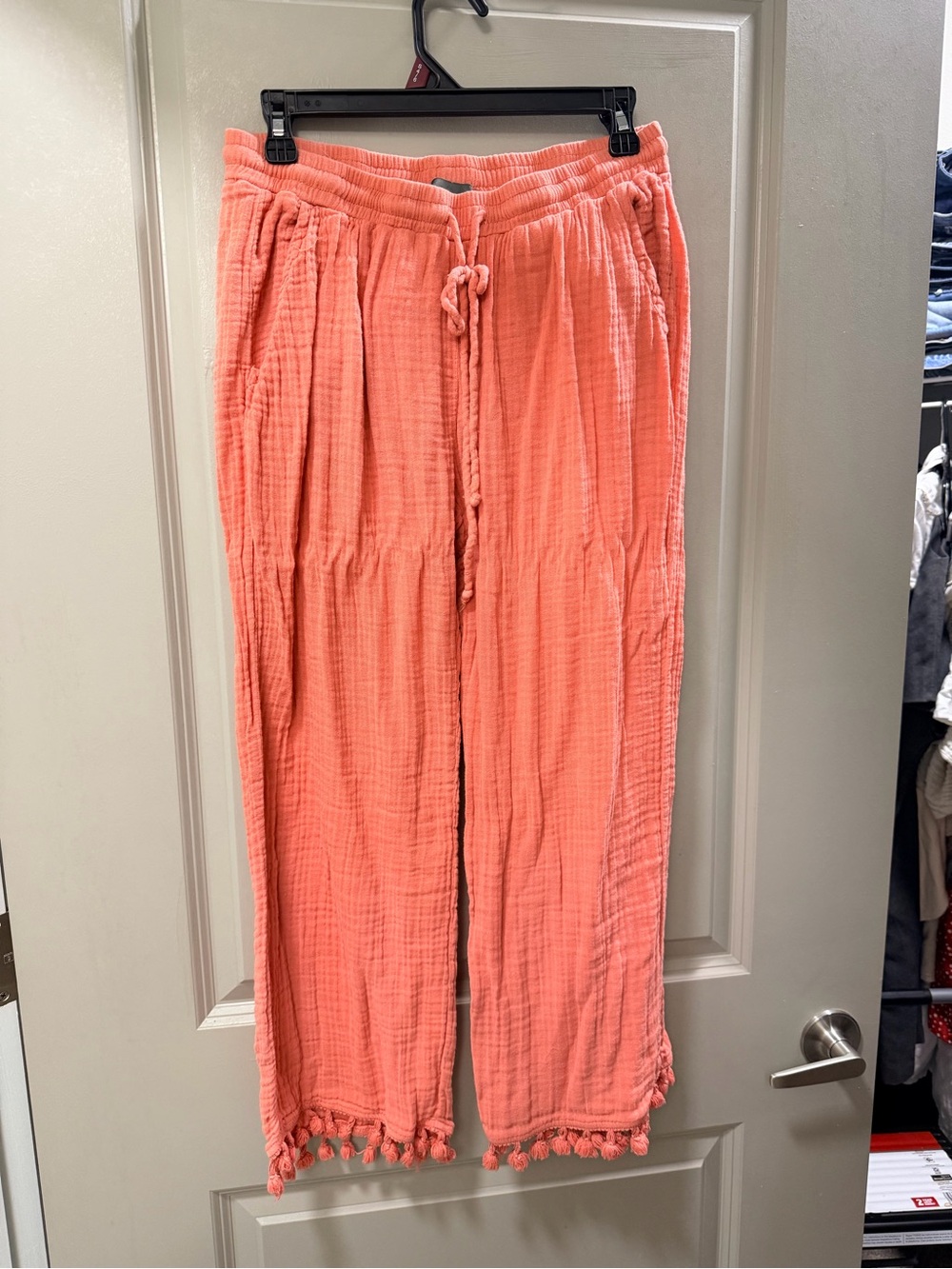 Michael Stars Coral Pink Drawstring Gauze Pants